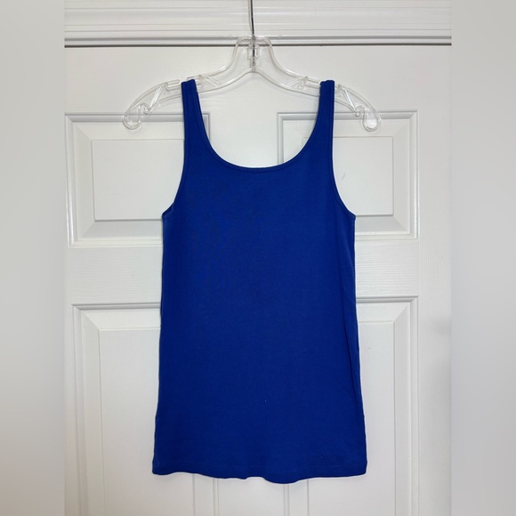NEW EILEEN FISHER Tank Top M Organic Cotton Jersey Scoop Neck Cami Blue - Picture 2 of 6